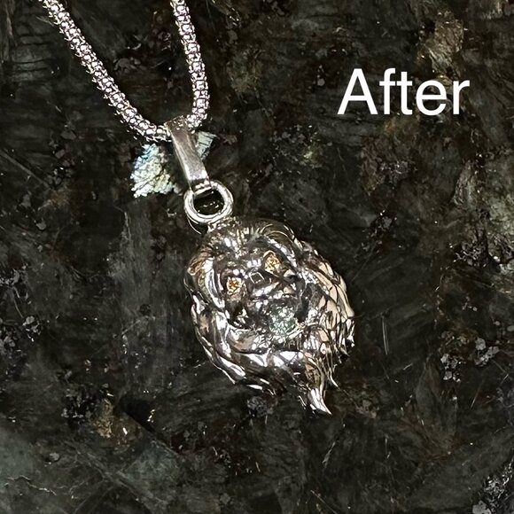 Lion 925 Sterling Silver Champagne Diamond & Sapphire Adjustable Necklace 18” - Picture 4 of 7